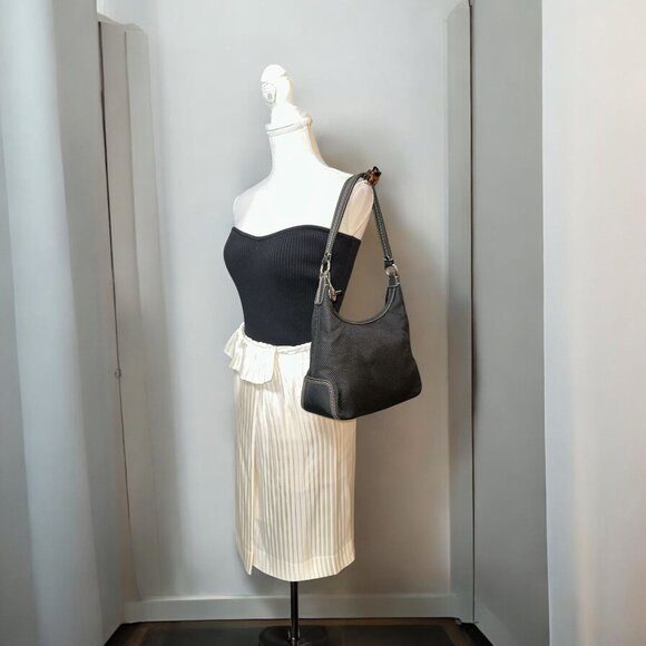 The Sak Purse Black Woven Shoulder Bag 4543 Top Handle Handbag Bag Charm - Picture 2 of 11